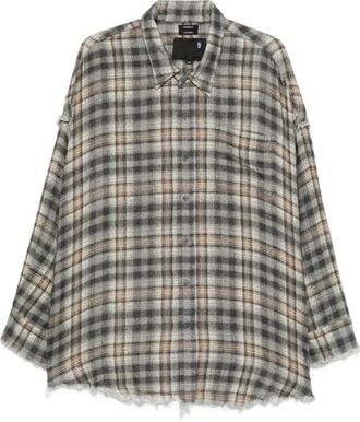 R13 Shredded Seam Drop Neck Shirt - Dames - Overhemden - Grijs - M - Katoen - Overhemden