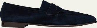 Ermenegildo Zegna Mens Suede Penny Loafers
