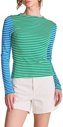 English Factory Colorblock Stripe Long Sleeve T-Shirt in Green Multi at Nordstrom, Size X-Small