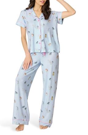 PJ Salvage Bark Park Jersey Pajamas in Blue Ice at Nordstrom, Size X-Small