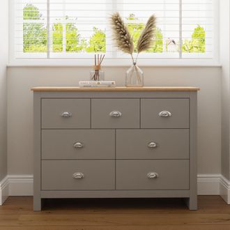 GFW Lancaster 7 Drawer Chest in Grey