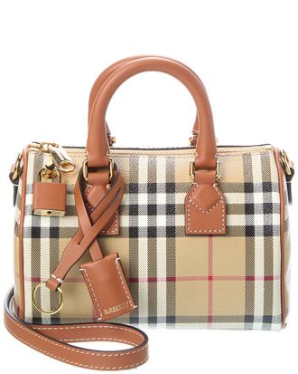 Burberry Check Mini E-Canvas & Leather Bowling Bag