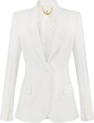 Elisabetta Franchi Double-layer Stretch Crepe Jacket - Dames - Blazers - Beige - XL - Leer - Jassen