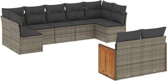 vidaXL Set De Muebles De Jard&iacute;n 9 Pzas Y Cojines Rat&aacute;n Sint&eacute;tico Gris Vidaxl