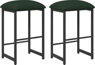 vidaXL Taburete De Bar 2 Uds. Verde Oscuro 40 X 32 X 64 Cm Vidaxl