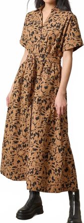 Lilla P Womens Collared Maxi Shirt Dress In Animal Print