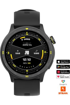 Invicta I-Tech 2 ITECH-001 Herenhorloge - Smartwatch Uurwerk - Roestvrij Staal met Zwarte Wijzerplaat - 45 mm
