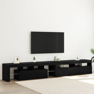 Berkfield Home TV Cabinets 2 pcs with LED Lights Black Oak Engineered Wood