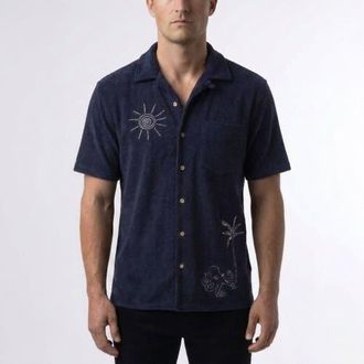 Surfside Supply Co. Mariner Saltwater Terry Camp Collar Shirt in Navy Blazer at Nordstrom, Size Xx-Large