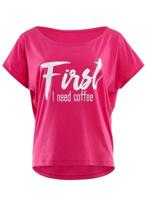 Winshape Oversize-Shirt WINSHAPE MCT002 ultra leicht, Damen, Gr. L, pink (deep pink, glitzer wei&szlig;), 50% Modal, 50% Baumwolle, U-Boot-Ausschnitt, Shirts Oversiz