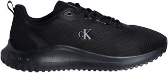 Calvin Klein Mens EVA Mix Mesh Runner Trainers with Logo, Black (Triple Black), 8