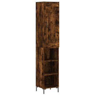 vidaXL Vidaxl - Aparador De Madera Contrachapada Roble Ahumado 34,5x34x180 Cm
