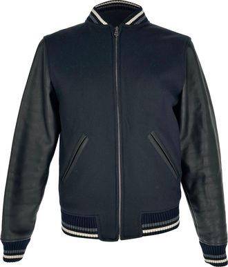 A.P.C. A. P.C. Copper Zip-Up Letterman Jacket in Black Wool