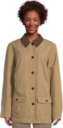 L.L.Bean Adirondack Barn Coat Flannel Lined Womens Jacket Dark Khaki : XL, Canvas/Cotton