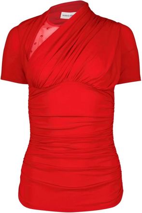 Marine Serre Top van Jersey en Plumetis - Dames - Blouses - Rood - M - Overhemden