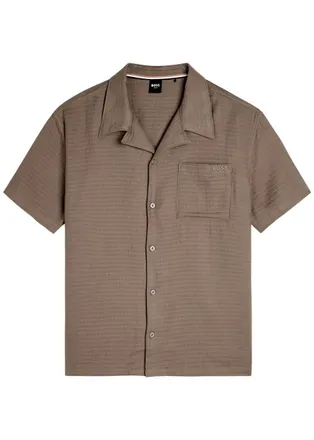 BOSS Boss Logo-embroidered Cotton Shirt - Khaki - XL