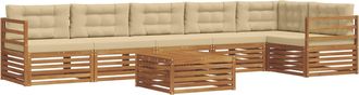 vidaXL Conjunto De Sof&aacute;s De Exterior 7 Uds. Natural Y Beige Vidaxl