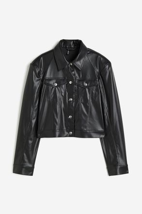 H&M Beschichtete Jacke mit Schulterpolstern - Schwarz
