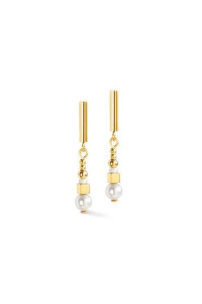 Coeur de Lion Shimmering Princess Pearls Gold Earrings in White at Nordstrom