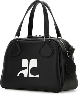 Courr&egrave;ges Womens Bowlingbag Handbag Black Calf