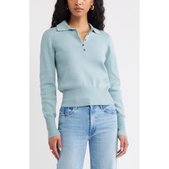 Open Edit Long Sleeve Polo Sweater in Blue Arona at Nordstrom, Size Xx-Small