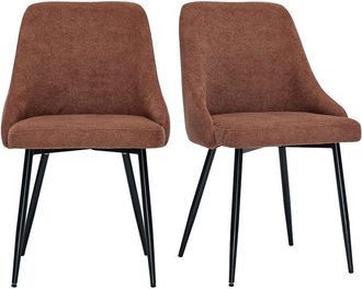 Miliboo Sillas De Tejido Chenilla Tierra Quemada Y Metal Negro (juego De 2) Hasta