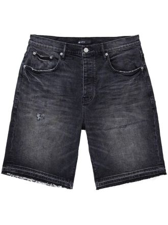 Purple Shorts denim con effetto vissuto - Nero