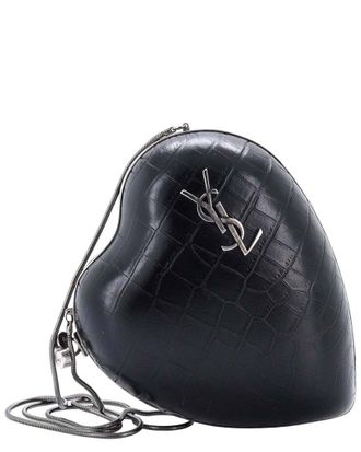 Saint Laurent Love Heart Chain Box Clutch Crocodile Embossed (Authentic Pre- Loved)