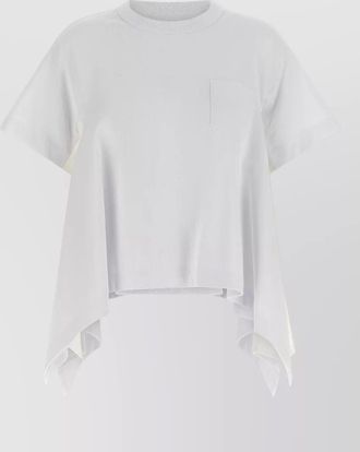 sacai cotton denim insert asymmetric t-shirt