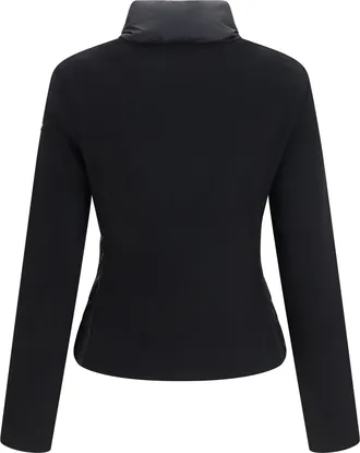 Moncler Womens Cotton Padded Cardigan Black Sweater