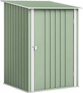 OUTSUNNY Cobertizo De Jard&iacute;n 0,92 M&sup2; 100x103x160 Cm Caseta De Jard&iacute;n Met&aacute;lica Con 1 Puerta Y Cerradura Para Almacenamiento Herramientas Verde Claro
