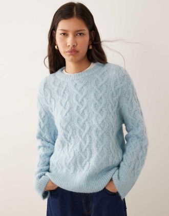 Vila Maglione soffice lavorato a trecce azzurro-Blu