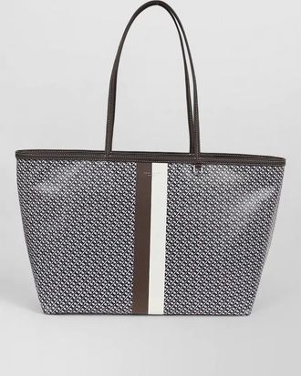 Tory Burch canvas tote bag race stripe shoulder