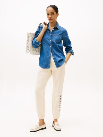 Tommy Hilfiger Womens Embroidered Tommy Logo Sweatpant - Beige - XXL