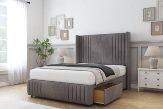 Comfort Beds Elise Naples Divan Base 2 Drawers - 54 Wingback-Footboard in Grey | Size: King
