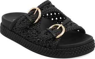 Mia Braided Buckle Strap Platform Sandal in Black at Nordstrom, Size 8.5