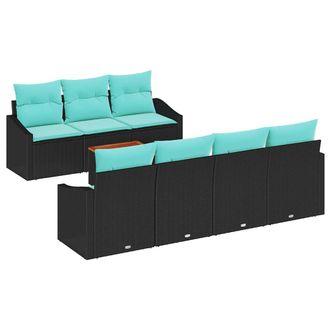 vidaXL Conjunto De Sof&aacute;s De Jard&iacute;n 8 Pcs Negro Rat&aacute;n Sint&eacute;tico Vidaxl