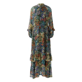 Oui Dames, Jurken, Veelkleurig, Maat: S Chiffon