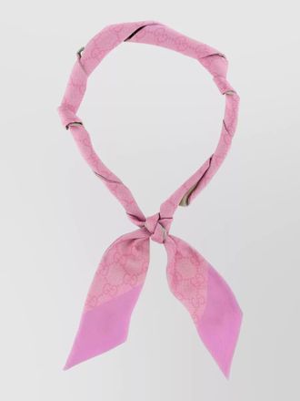 Gucci knot detail two tone silk scarf