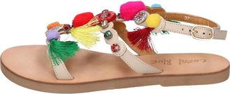 Coral Blue Flat Sandals, female, Multicolor, Size: 7 US Leather Womens Sandals