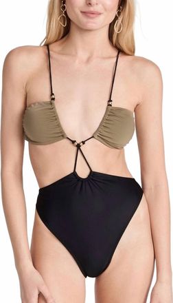Vix Paula Harmony Solid One Piece Swimsuit In Olive Black