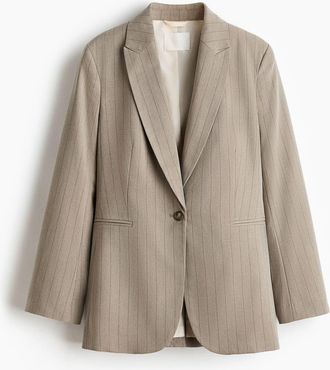 H&M Single-breasted Blazer in Beige/pinstriped at Nordstrom, Size Xx-Small