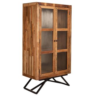 Wanderlust Deco Wanderlust Deco - Vitrina De Madera Y Metal Acabado Artesanal 90x47x175