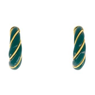 Aur&eacute;lie Bidermann Diana Hoop Oorbellen - Dames - Oorbellen - Groen - ONE Size - Accessoires