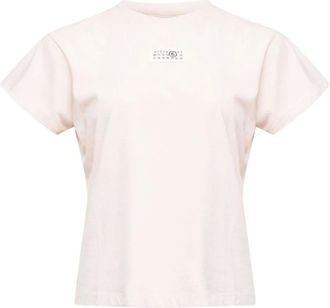 Maison Margiela Tops, Dames, Roze, XS, Katoen, Numeric Cotton T-shirt