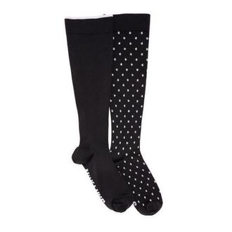 Muk Luks Nylon Blend Compression Socks 2 Pair Pack in Ebony/dot at Nordstrom