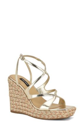 Nine West Adriane Platform Wedge Sandal in Gold at Nordstrom, Size 8.5