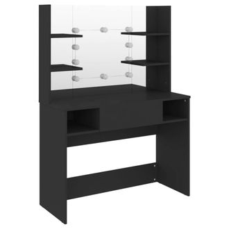 Berkfield Home Makeup Table with LED Lights 100x40x135 cm MDF Black | Size: 100 x 40 x 135 cm