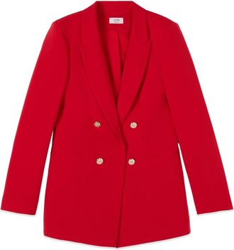 Oltre Dubbelrijige Blazer van Technische Stof - Dames - Blazers - Rood - XS - Leer - Jassen