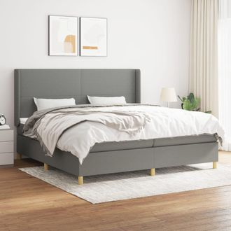 vidaXL Vidaxl - Cama Box Spring Con Colch&oacute;n Tela Gris Oscuro 200x200 Cm